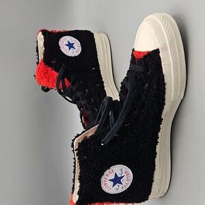 Kith x Disney x Converse Chuck High Top "Mickey Mouse Fur" Black Red Sherpa Sz 9
